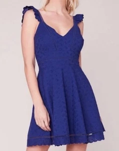 BB Dakota Navy Blue ruffle mini dress, size 4, NEW WITH TAGS - Picture 1 of 8