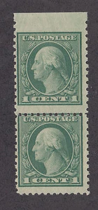 US Sc 538 MNH. 1919 1c Washington, Vertical Margin Pair imperf at top - Picture 1 of 1