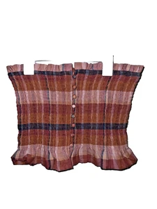NWT AMERICAN  EAGLE  Plaid Smocked Textured Stretch Button Tube Top Sz M - Picture 1 of 8