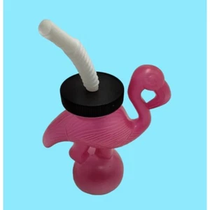 Flamingo Shaped Travel Cup Lid Straw Kids New - Picture 1 of 6