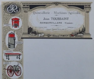 Invoice RAMBERVILLERS Vosges Agricultural Machines TOUSSAINT billhead 13 - Picture 1 of 2