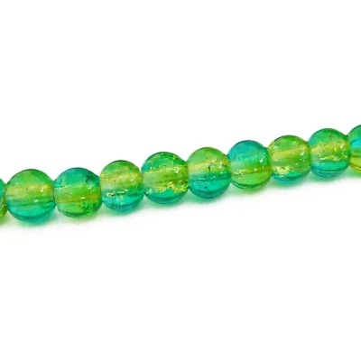 Glasperlen Crackle rund 4 mm azur gelb grün 200 Perlen Spacer nenad-design - Bild 1 von 4