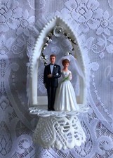 Topper torta nuziale vintage sposa e sposo decorazione kitsch retrò