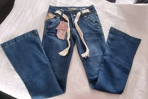 LZ Boot Leg Flare Jeans With Bohemian Detail Size 8 New With Tags Made In Japan - Picture 1 of 15