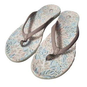 Olukai Ho‘ōpio Hau Women's sz 11 Beach Thong Sandals Warm Taupe WM6N 20437 Flora - Picture 1 of 9