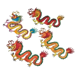 Large Dragon Embroidered Patch Iron on XL XXL Applique Multi Color for Jackets - Picture 1 of 6