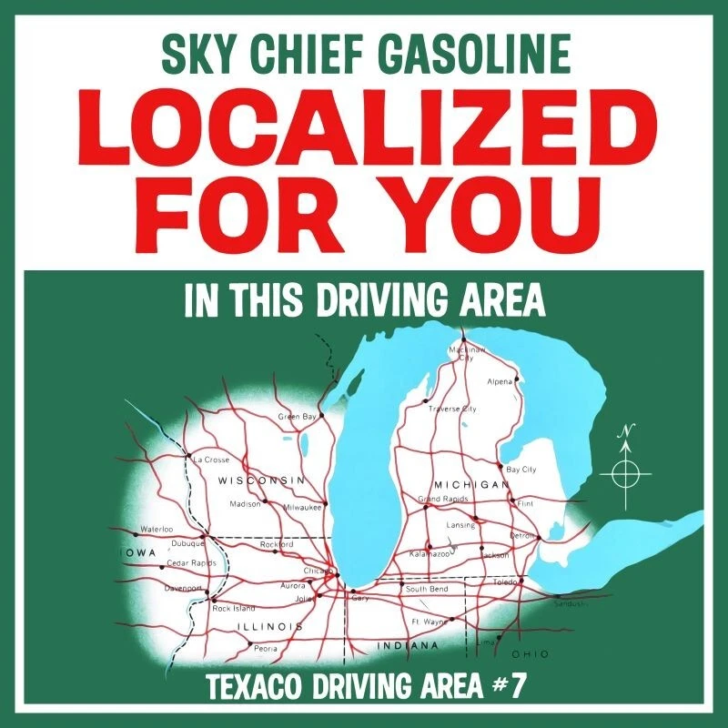 Texaco SKY CHIEF Gasoline Midwest Map NEW Metal Sign 40" Square USA STEEL Foto 1 de 1
