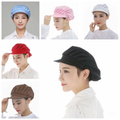 Men Women Cook Kitchen Baker Chef Elastic Hat Dustproof Cap Catering Full Cloth - Image 1 of 3