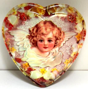 Ullman Vtg Heart-Shaped Victorian Angels Plastic Gift/Trinket Box~Made USA V1 - Picture 1 of 5