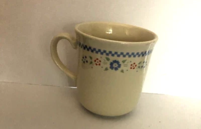 Taza de café vintage Corning NEEDLEPOINT flor azul/a cuadros azules Foto 1 de 4