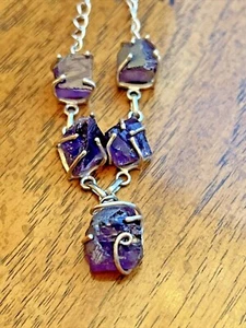 Artisan Crafted Rough Cut Amethyst Necklace (18 in) in Sterling Silver (8.61 g)  - Picture 1 of 8