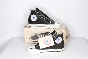 NOS Vintage 90s Converse All Star Hi Top Sneakers Shoes Black Youth Size 12 USA - Picture 1 of 8