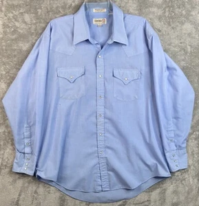 Sheplers Men's Snap Long Sleeve Shirt Light Blue 17-1/2 34 Polyester/Cotton - Picture 1 of 11