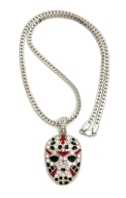 Máscara Hip Hop Jason 21 Piezas Salvajes y 24" 4mm Acero Inoxidable Miami Cadena Cubana Foto 1 de 4