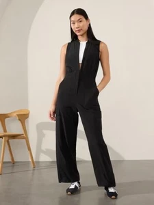 Athleta Brooklyn Utility Jumpsuit Black Women's Size 8 #824834 NEW - Picture 1 of 10