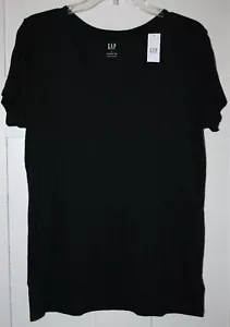 Gap Women's T-Shirt Short Sleeved V-Neck Black Size Large - Picture 1 of 4
