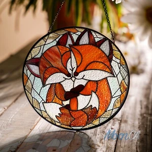 Pareja de zorro vitral Fox Suncatcher, regalo para esposa, pareja de zorro Suncatcher De - Imagen 1 de 10
