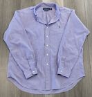 Polo Ralph Lauren Button Up Shirt Mens Large Purple Checkered Green Pony