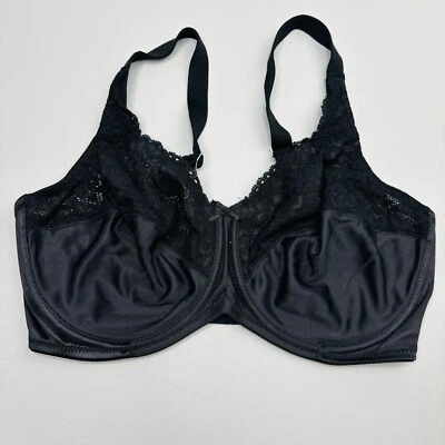 Lilyette Minimizer Bra 36DD Underwire Black Satin Soft Cup Adjustable 428 - Image 1 of 4