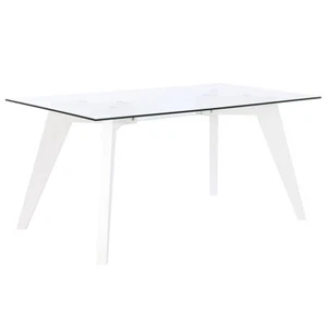 DKD Home Decor White Transparent Crystal Wood MDF Dining Table 160 x 90 - Picture 1 of 5