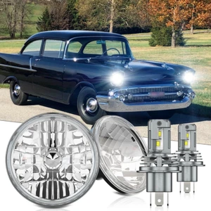 7" Inch Round LED Headlight Hi-Lo Beam For Chevrolet Bel Air C10 C20 C30 Truck - Picture 1 of 12