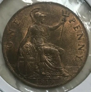 Gran Bretaña 1919 1 centavo - buen estado color rojo marrón - Imagen 1 de 2