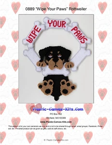 Rottweiler Dog-Wipe our Paws Wreath- Plastic Canvas Pattern or Kit - Picture 1 of 1