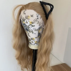 HD T Lace Front Wig Long Wavy Ash blonde Heat Resistant Synthetic Hair - Picture 1 of 9