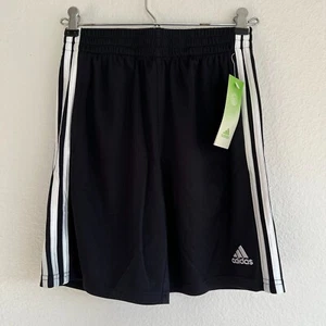 Adidas Shorts Boys Medium 10/12 Black Classic 3 Stripes Mesh Athletic Striped - Picture 1 of 8