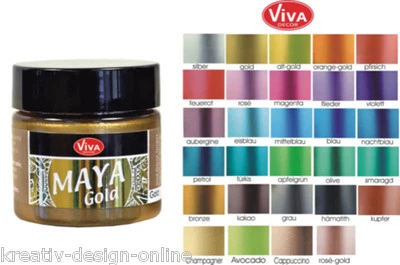 MAYA GOLD 45ml von Viva Decor Metallic Effekt Farbe Farbauswahl aus 27 Farben