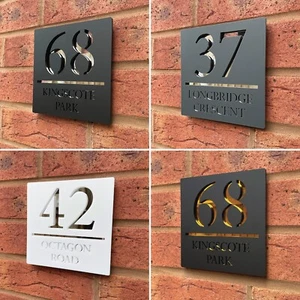 House Number Plaques Door Sign Plaque House Numbers Laser Cut House Signs Plate - Picture 1 of 54