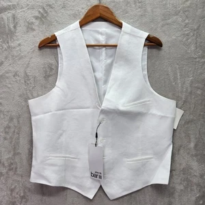 Bar III Suit Vest Mens Small White Linen Slim Fit Formal Wedding Party $115 New - Picture 1 of 8