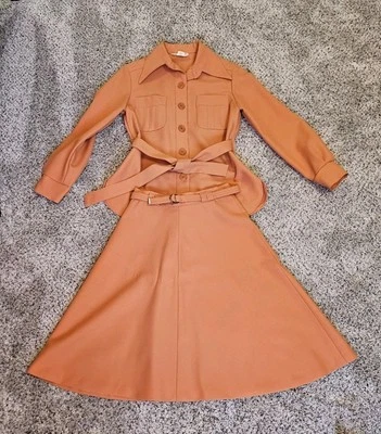 Bobby Brooks Skirt Suit Set Women Small 9 Retro Vintage Peach Orange USA - Image 1 of 4
