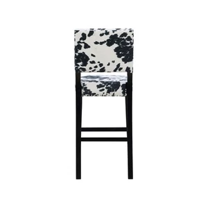 Linon Corey 30" Cow Print Bar Stool with Frame in Black Wood - Picture 1 of 15
