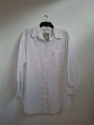 H&M Linen Cotton Shirt New White Medium BNWT Oversized - Image 1 of 4