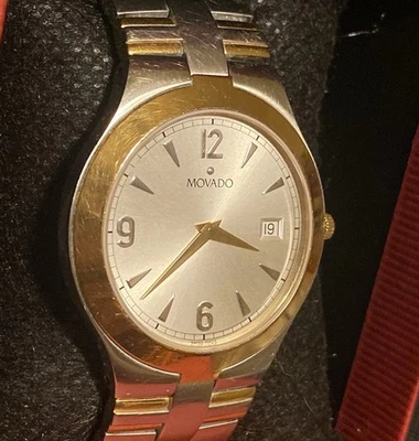 Authentic Movado Judo 18K GOLD Plated 35MM Mens Watch SWISS Sapphire NEW Battery - Image 1 of 4