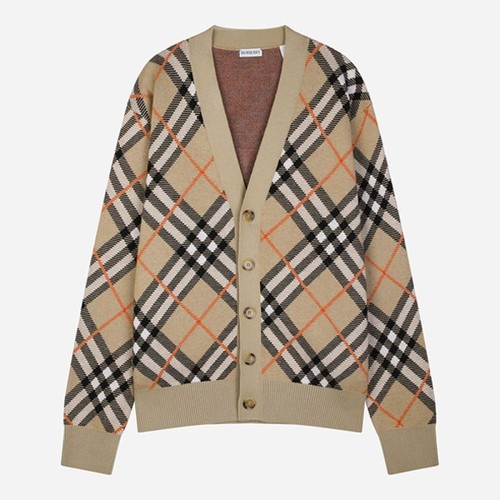 Cardigan uomo Burberry 5S misto lana a quadri B9368 136608156