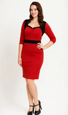 Vestido Negro y Rojo Lunares Vixen Sourpuss Pinup Años 50 Retro Punk PEQUEÑO S 77334 Foto 1 de 3