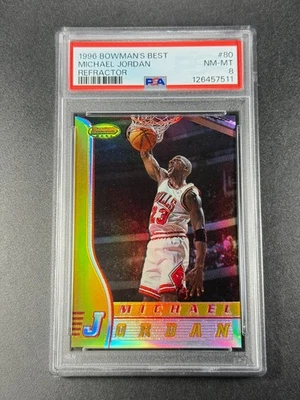 Michael Jordan 1996 Bowman's Best #80 refractor paralelo casi nuevo-como nuevo PSA 9 MJ NBA Foto 1 de 4