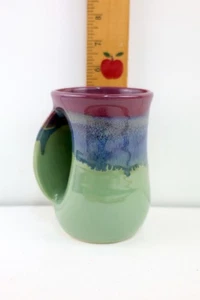Neher 16 oz Left-Handed Tri-Tone Drip Glaze Handwarmer Pottery Mug - Picture 1 of 4