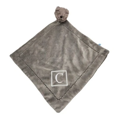 Manta de seguridad Pottery Barn Kids Brown Bear Lovey “C” 2016 borde de puntada en zig zag Foto 1 de 4