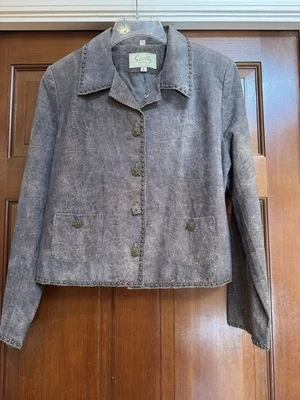 Scully Women’s Short Leather Jacket  Stud Embellished & Decorative Buttons Large - Image 1 of 4