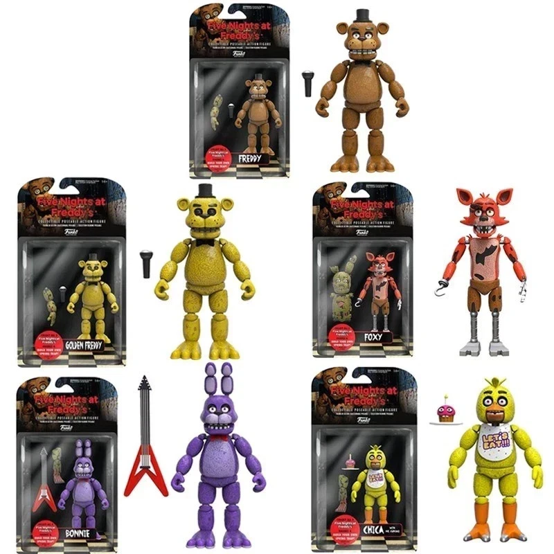 5 Figurines FNAF Five Nights at Freddy's Jouets Personnages Jeu Film Neuf - Photo 1/4