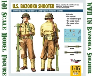 Kit modelo a escala 1:16 Segunda Guerra Mundial Primera Infantería Soldado Bazooka por Mirage Hobby - Imagen 1 de 16