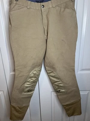 Calças masculinas Tuffrider Ribb Patrol joelho remendo tamanho 36 Lt bege - Imagem 1 de 4