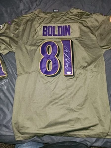 Anquan Boldin Signed Salute to Service Football Jersey Baltimore Ravens JSA COA - Picture 1 of 3