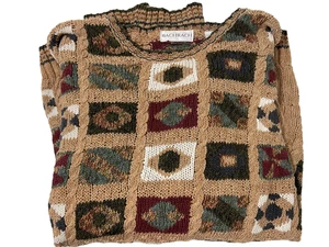Vintage Bachrach Chunky Knit Sweater Pullover Geometric XL - Picture 1 of 11