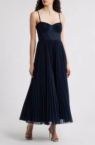 New Hutch Pleated Cocktail Dress In Navy Tulle Size 12 $348 - Picture 1 of 13