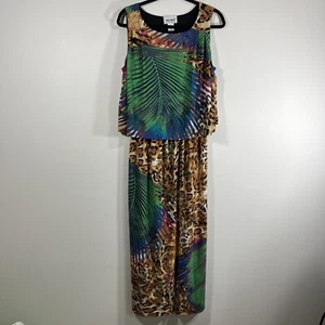 Vintage Anthony Richards Tropical Hawaiian Animal Print Maxi Dress Women's XLP - Picture 1 of 7