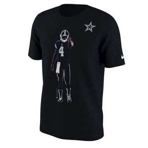 Dallas Cowboys Dak Prescott NFL Black Player Silhouette Name & Number Tee, large - Picture 1 of 1